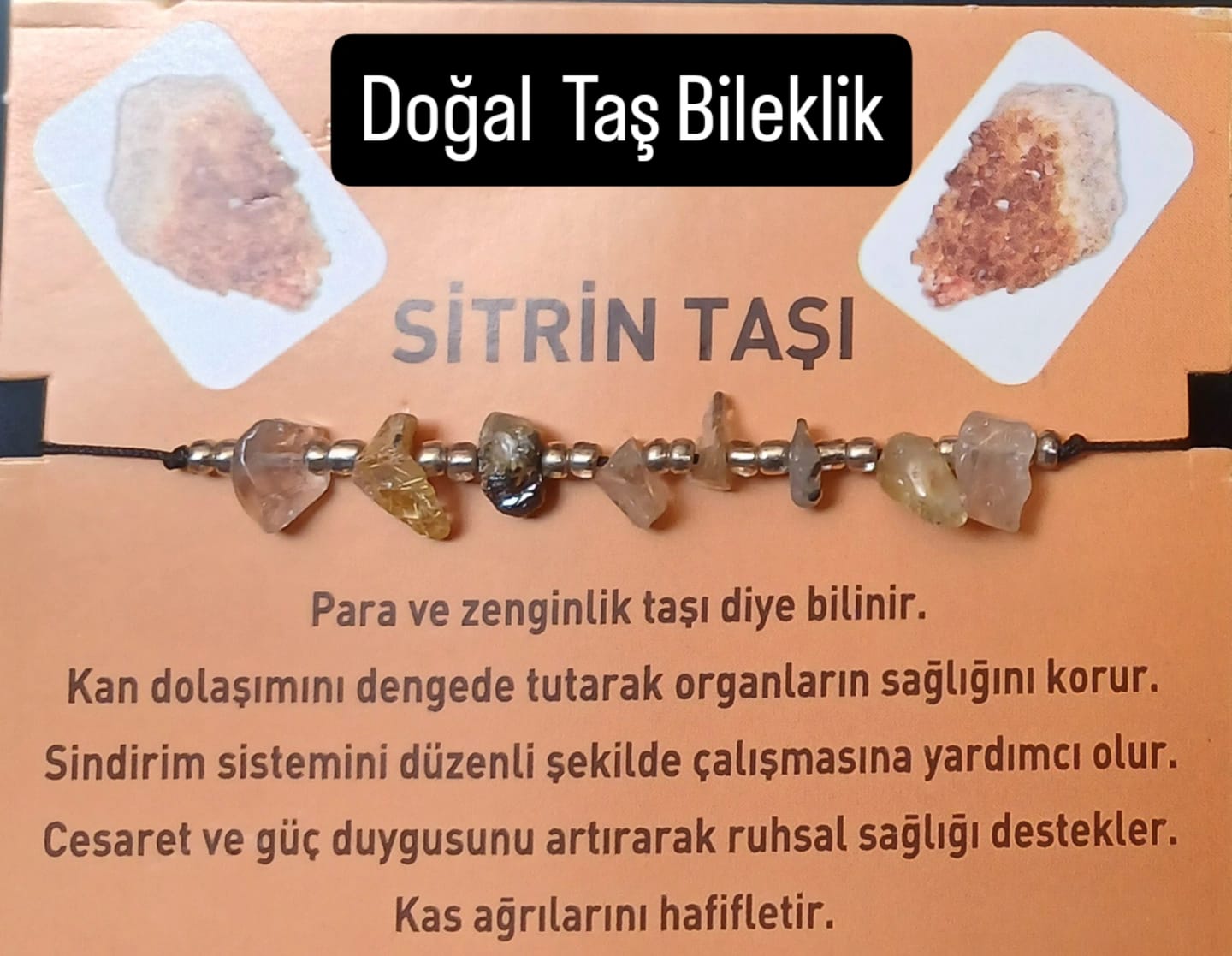 T 13 - Sitrin Doğal Taş Bileklik