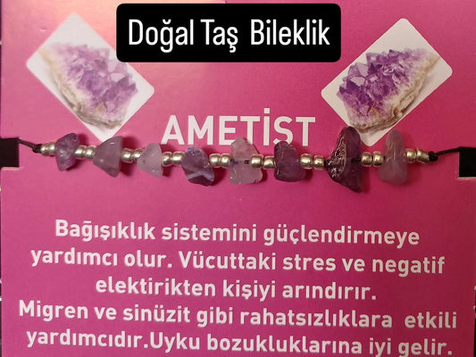 T 1-  Ametist Doğal Taş Bileklik