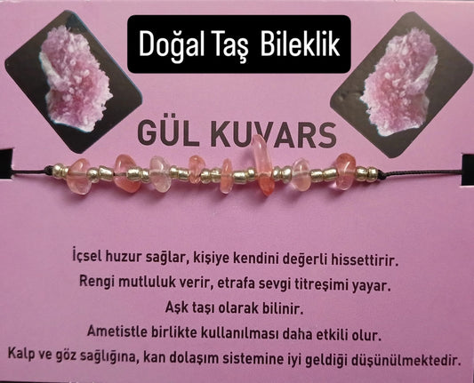 T 6 -  Gül Kuvars Doğal Taş Bileklik